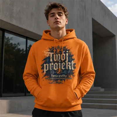 Bluza z Kapturem College Hoodie  - Nadruk -  kolor Pumpkin Pie