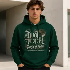 Bluza z Kapturem College Hoodie  - Nadruk -  kolor Rainforest Green