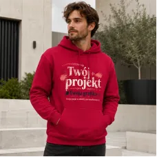 Bluza z Kapturem College Hoodie  - Nadruk -  kolor Red Hot Chilli