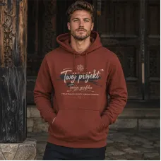 Bluza z Kapturem College Hoodie  - Nadruk -  kolor Red Rust
