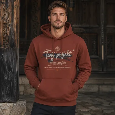 Bluza z Kapturem College Hoodie - Nadruk - kolor Red Rust Bluza z Kapturem College Hoodie - Nadruk - kolor Red Rust