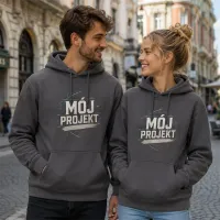 Bluza z Kapturem College Hoodie  - Nadruk -  kolor Steel Grey (Solid)