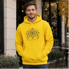Bluza z Kapturem College Hoodie  - Nadruk -  kolor Sun Yellow
