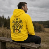 Bluza z Kapturem College Hoodie  - Nadruk -  kolor Sun Yellow