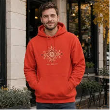 Bluza z Kapturem College Hoodie  - Nadruk -  kolor Sunset Orange