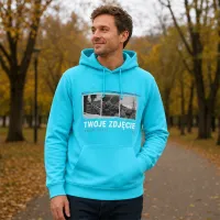 Bluza z Kapturem College Hoodie  - Nadruk -  kolor Turquoise Surf