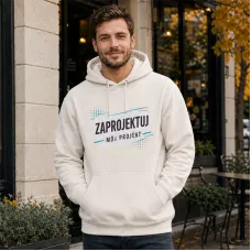 Bluza z Kapturem College Hoodie  - Nadruk -  kolor Vanilla Milkshake