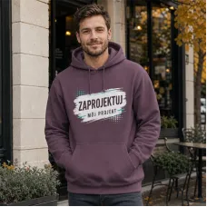 Bluza z Kapturem College Hoodie  - Nadruk -  kolor Wild Mulberry