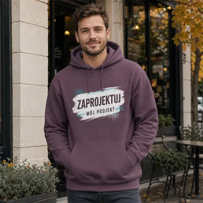 Bluza z Kapturem College Hoodie - Nadruk - kolor Wild Mulberry Bluza z Kapturem College Hoodie - Nadruk - kolor Wild Mulberry