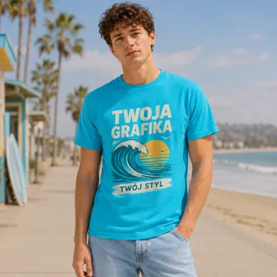 Koszulka Imperial Męska / Unisex - Nadruk - kolor Aqua