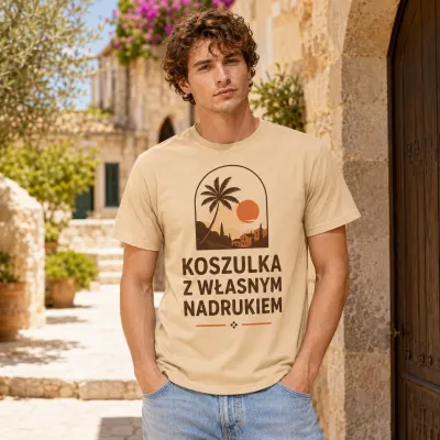 Koszulka Imperial Męska / Unisex - Nadruk - kolor Sand