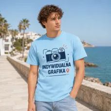 Koszulka Imperial Męska / Unisex - Nadruk - kolor Sky Blue