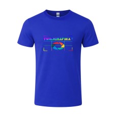 Koszulka T-shirt bawełna 100% dla dorosłych NIEBIESKA 28x20 cm