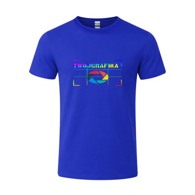Koszulka T-shirt bawełna 100% dla dorosłych NIEBIESKA 28x20 cm