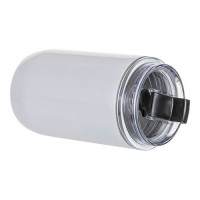 Kubek ze Stali Nierdzewnej z Pokrywką i Słomką 350 ml Biały Kubek ze Stali Nierdzewnej z Pokrywką i Słomką 350 ml Biały